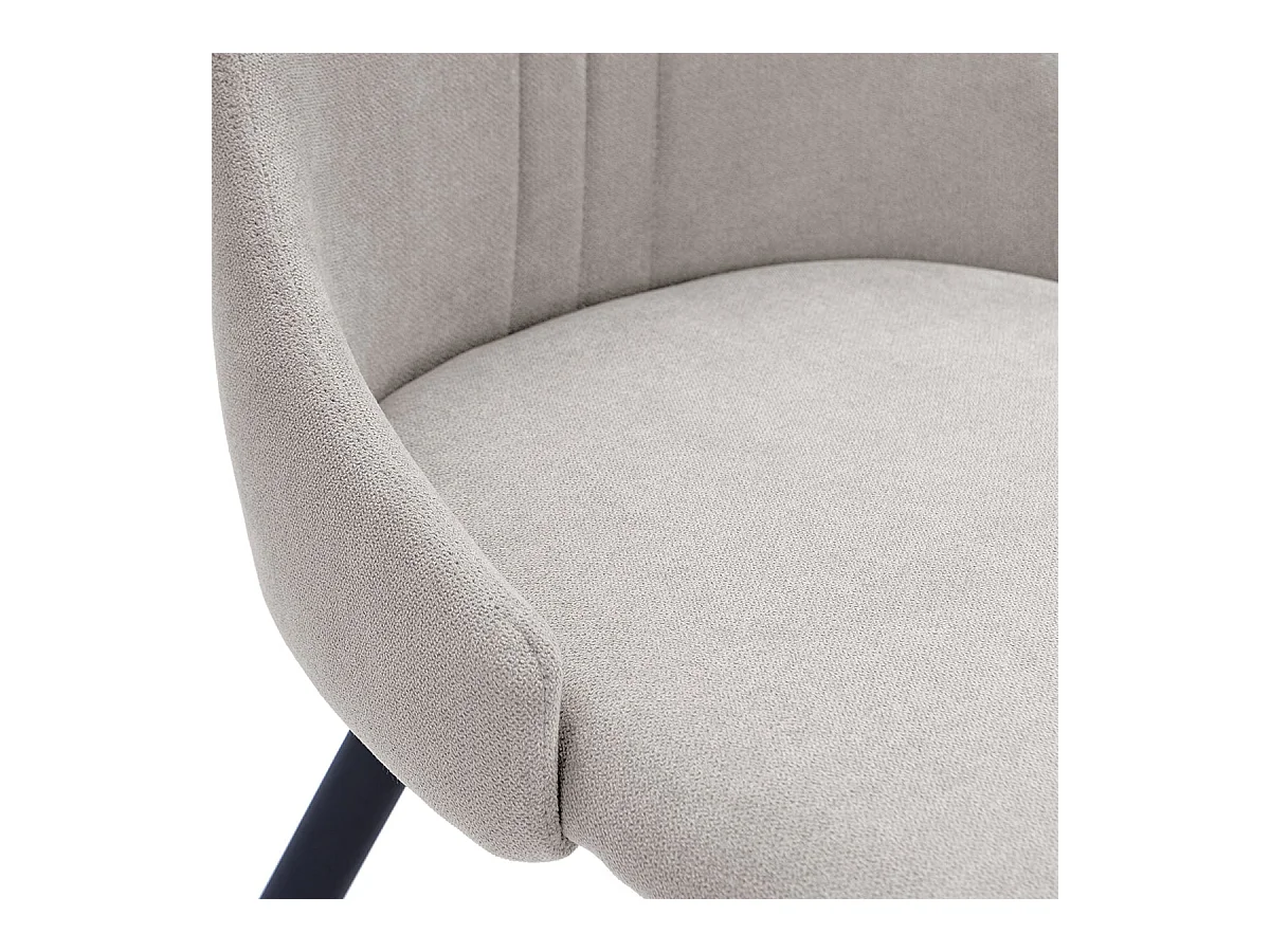 MICAT - Lot de 4 Chaises Tissu Gris Clair 3 Lignes Surpiquées Pieds Métal Noir