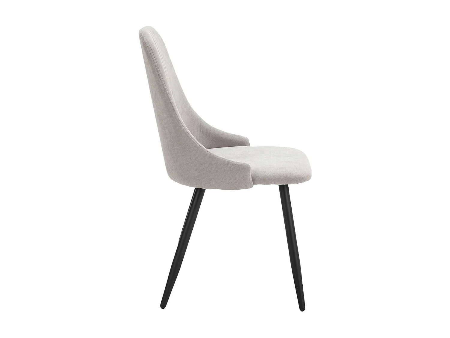 MICAT - Lot de 4 Chaises Tissu Gris Clair 3 Lignes Surpiquées Pieds Métal Noir