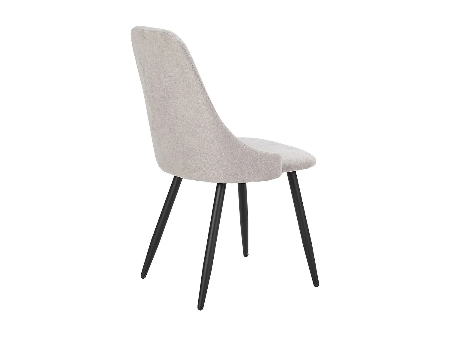 MICAT - Lot de 4 Chaises Tissu Gris Clair 3 Lignes Surpiquées Pieds Métal Noir