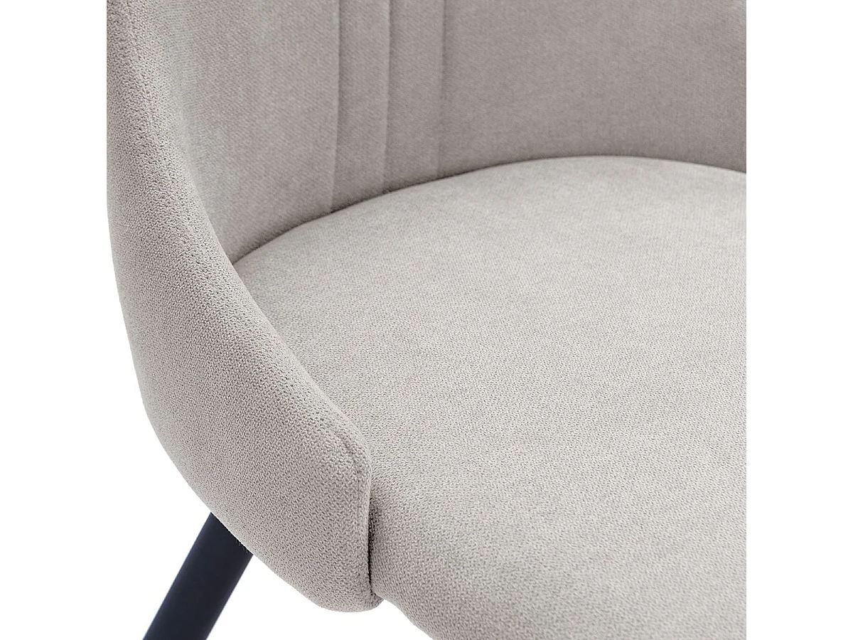 MICAT - Lot de 4 Chaises Tissu Gris Clair 3 Lignes Surpiquées Pieds Métal Noir