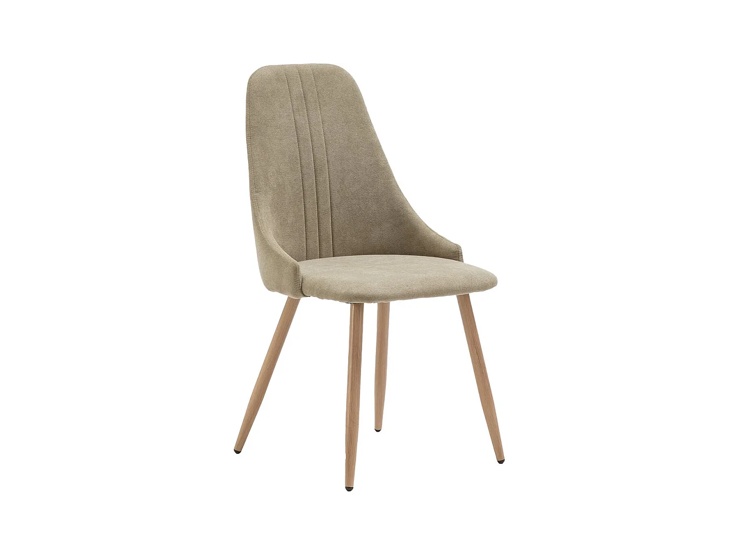 MICAT - Lot de 4 Chaises Tissu Vert 3 Lignes Surpiquées Pieds Métal Effet Bois