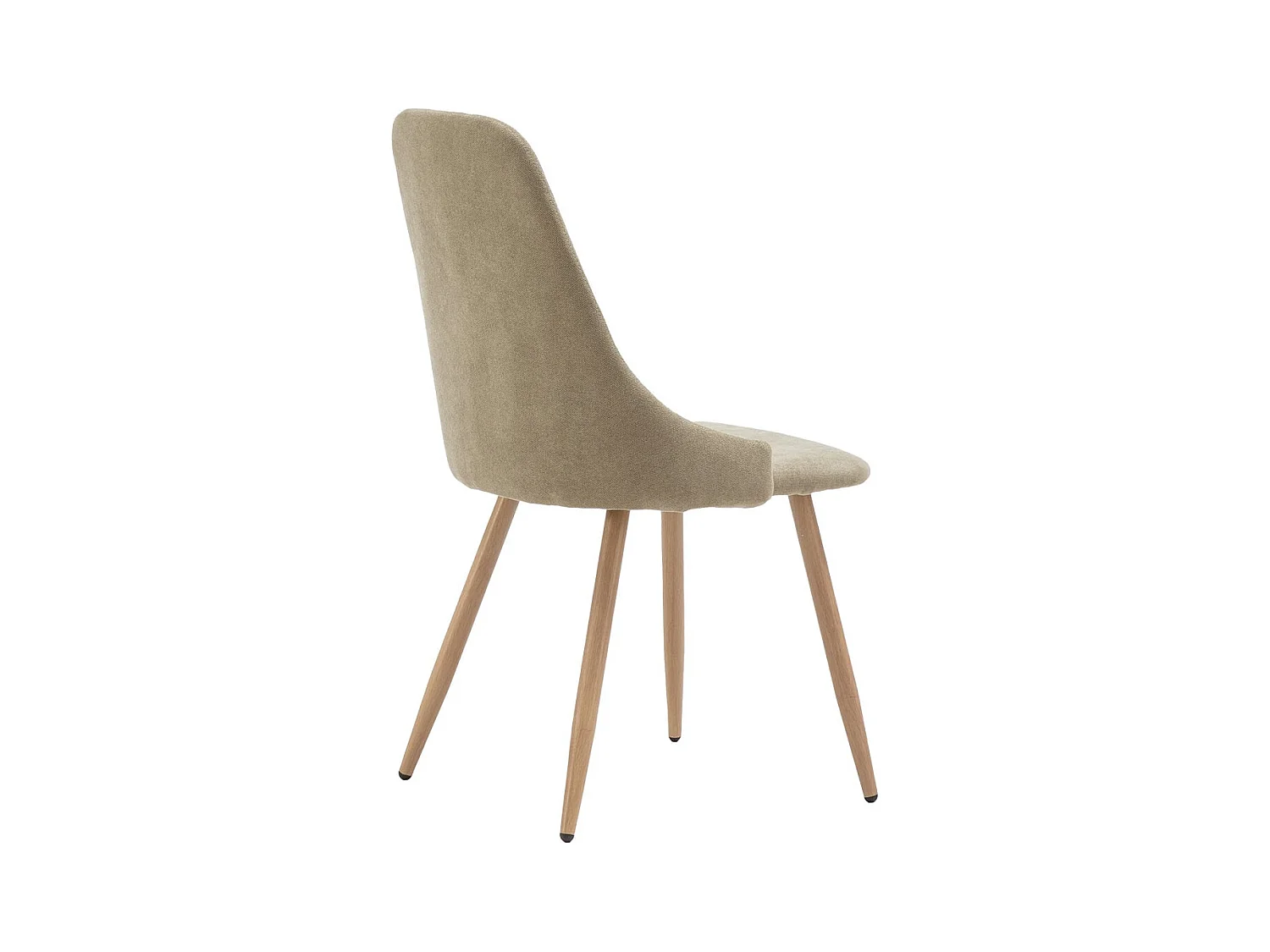 MICAT - Lot de 4 Chaises Tissu Vert 3 Lignes Surpiquées Pieds Métal Effet Bois