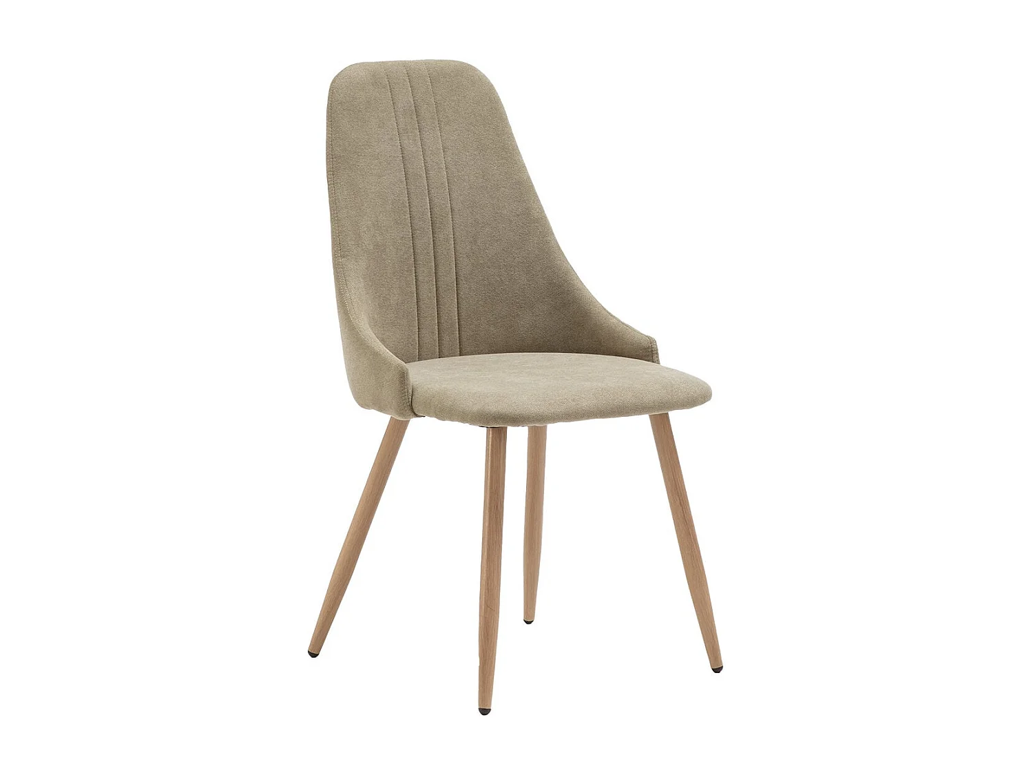 MICAT - Lot de 4 Chaises Tissu Vert 3 Lignes Surpiquées Pieds Métal Effet Bois