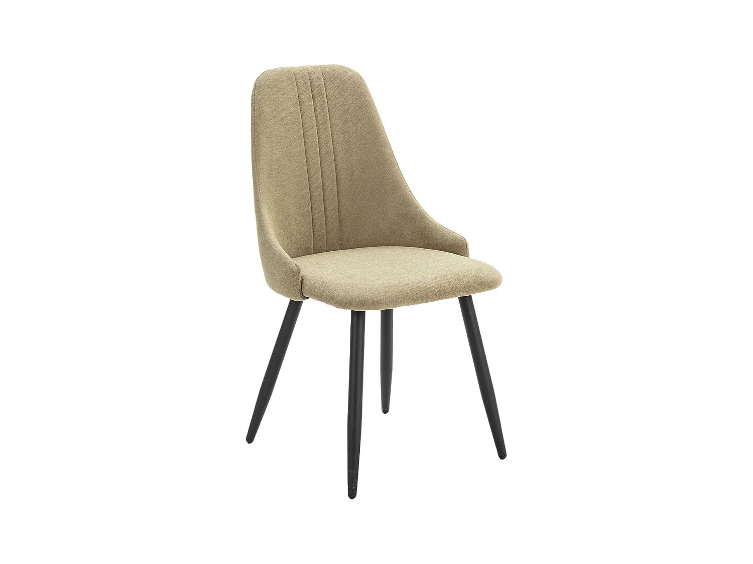 MICAT - Lot de 4 Chaises Tissu Vert 3 Lignes Surpiquées Pieds Métal Noir