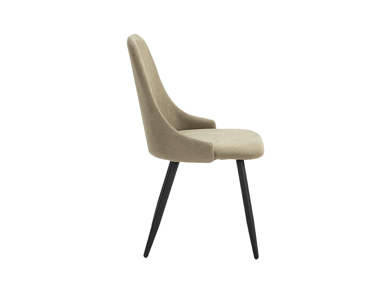 MICAT - Lot de 4 Chaises Tissu Vert 3 Lignes Surpiquées Pieds Métal Noir