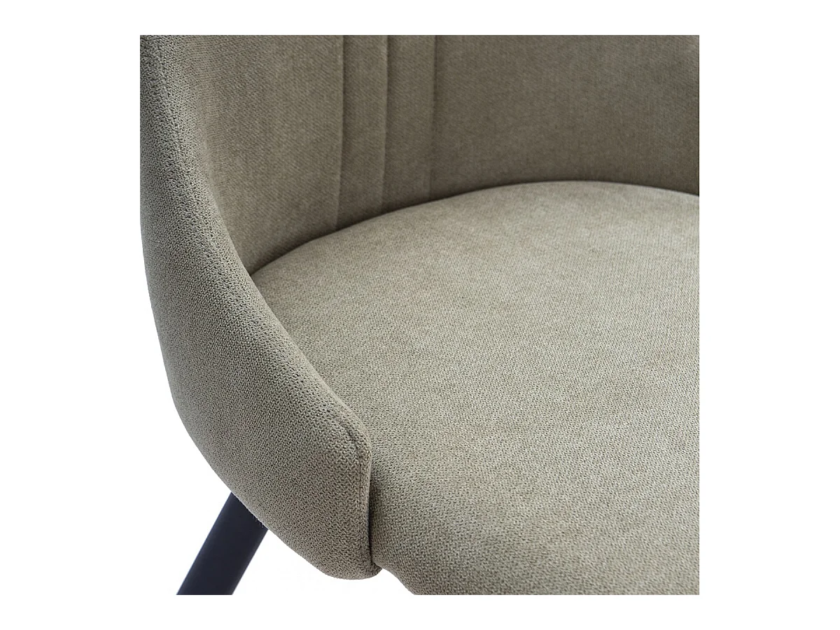 MICAT - Lot de 4 Chaises Tissu Vert 3 Lignes Surpiquées Pieds Métal Noir