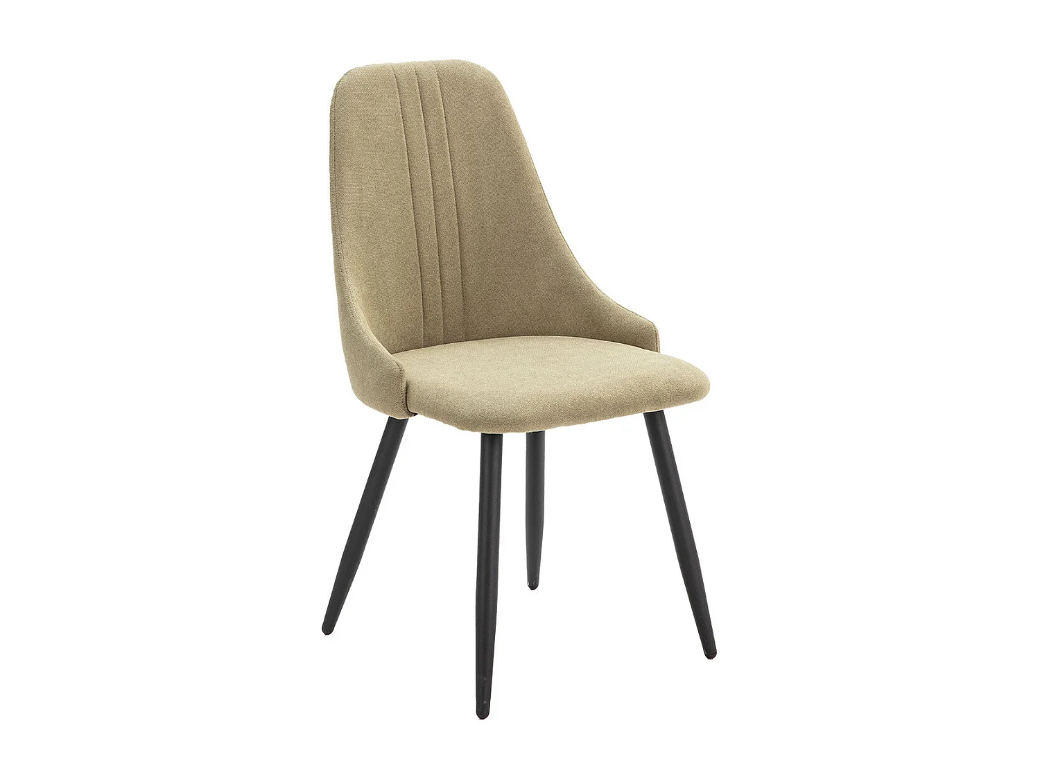 MICAT - Lot de 4 Chaises Tissu Vert 3 Lignes Surpiquées Pieds Métal Noir