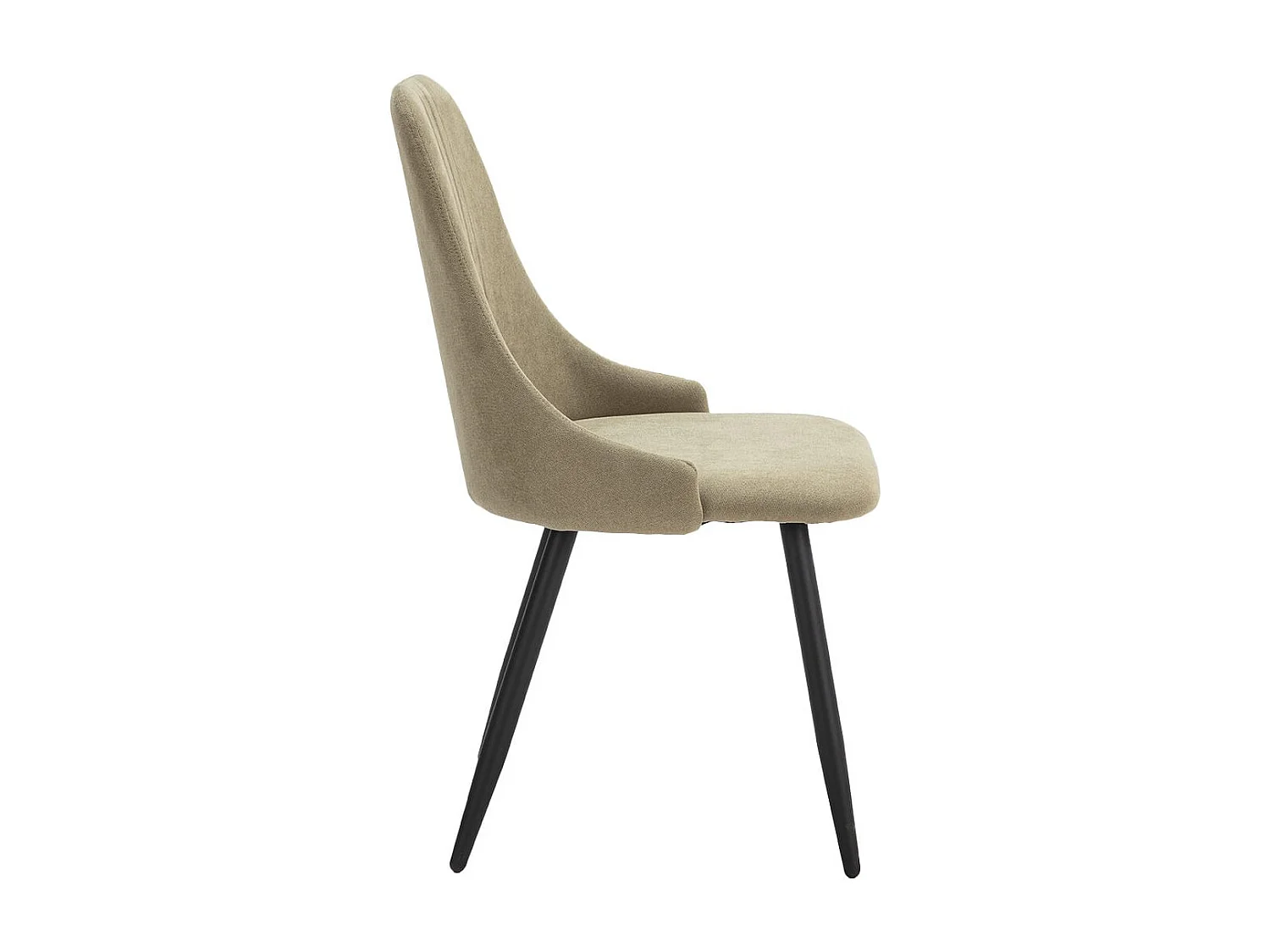 MICAT - Lot de 4 Chaises Tissu Vert 3 Lignes Surpiquées Pieds Métal Noir