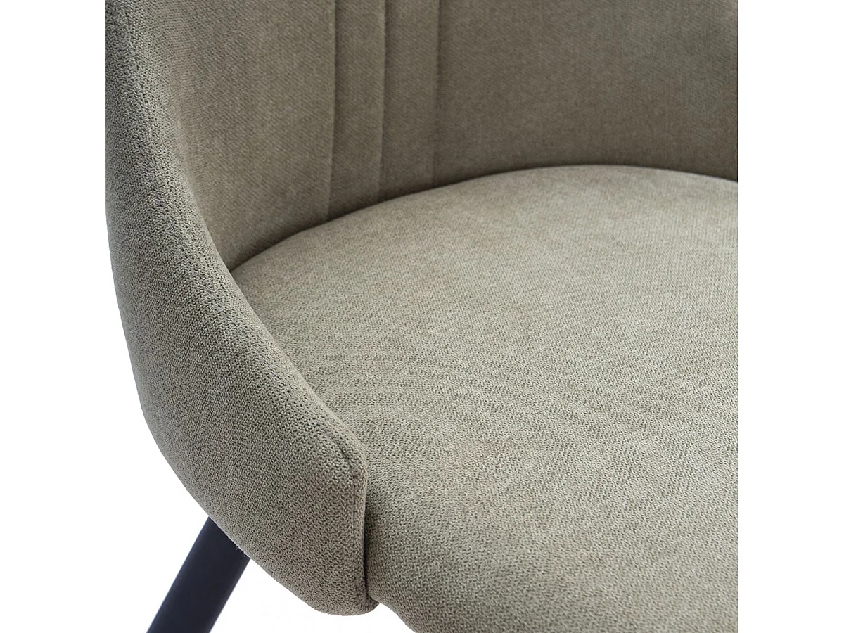 MICAT - Lot de 4 Chaises Tissu Vert 3 Lignes Surpiquées Pieds Métal Noir