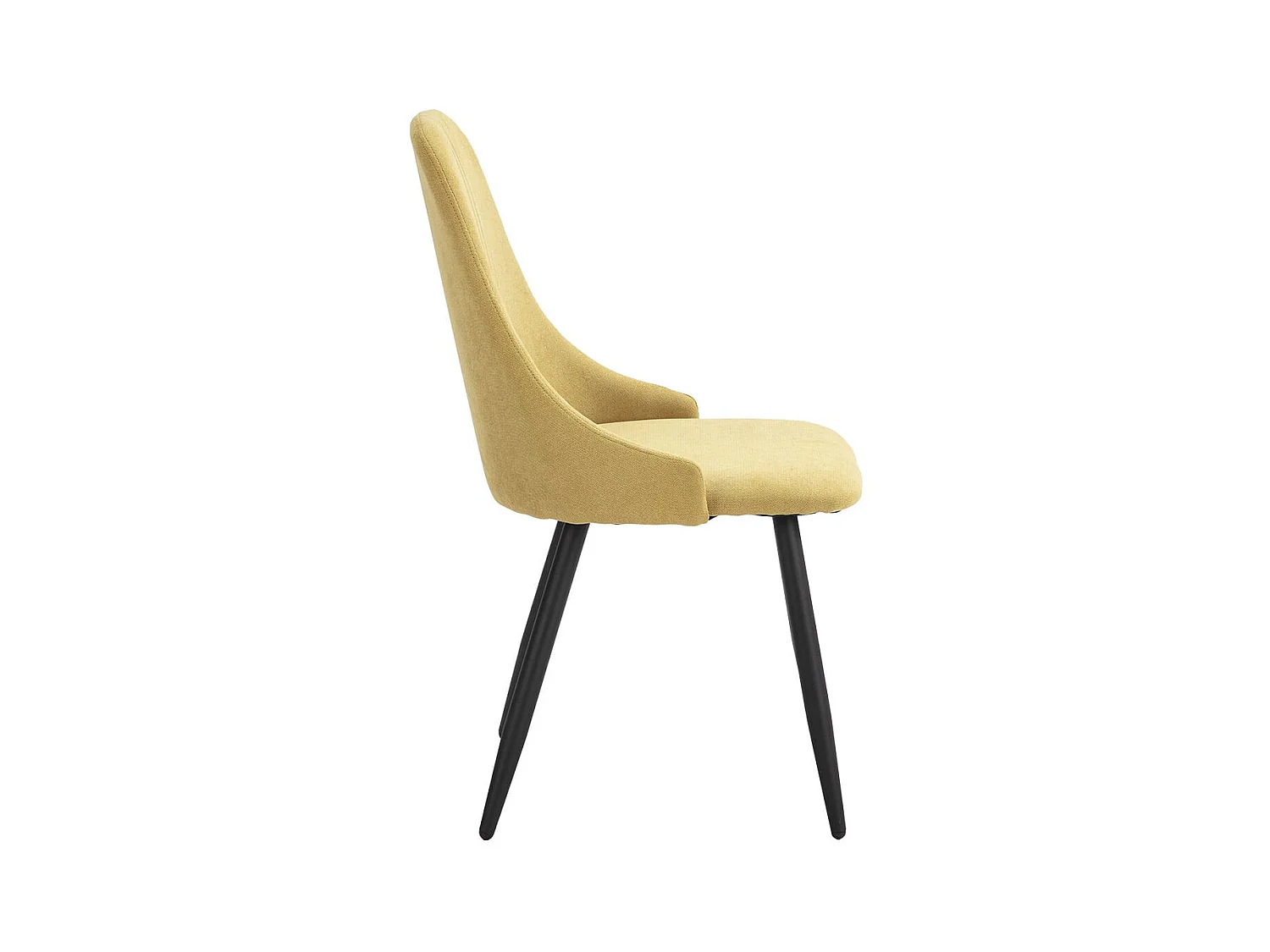 MICAT - Lot de 4 Chaises Tissu Jaune 3 Lignes Surpiquées Pieds Métal Noir