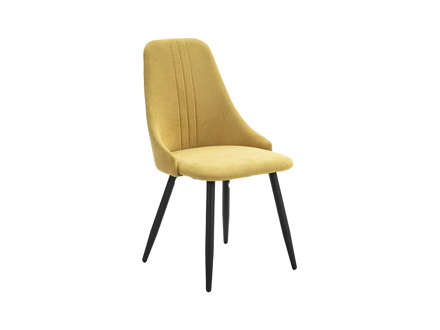 MICAT - Lot de 4 Chaises Tissu Jaune 3 Lignes Surpiquées Pieds Métal Noir