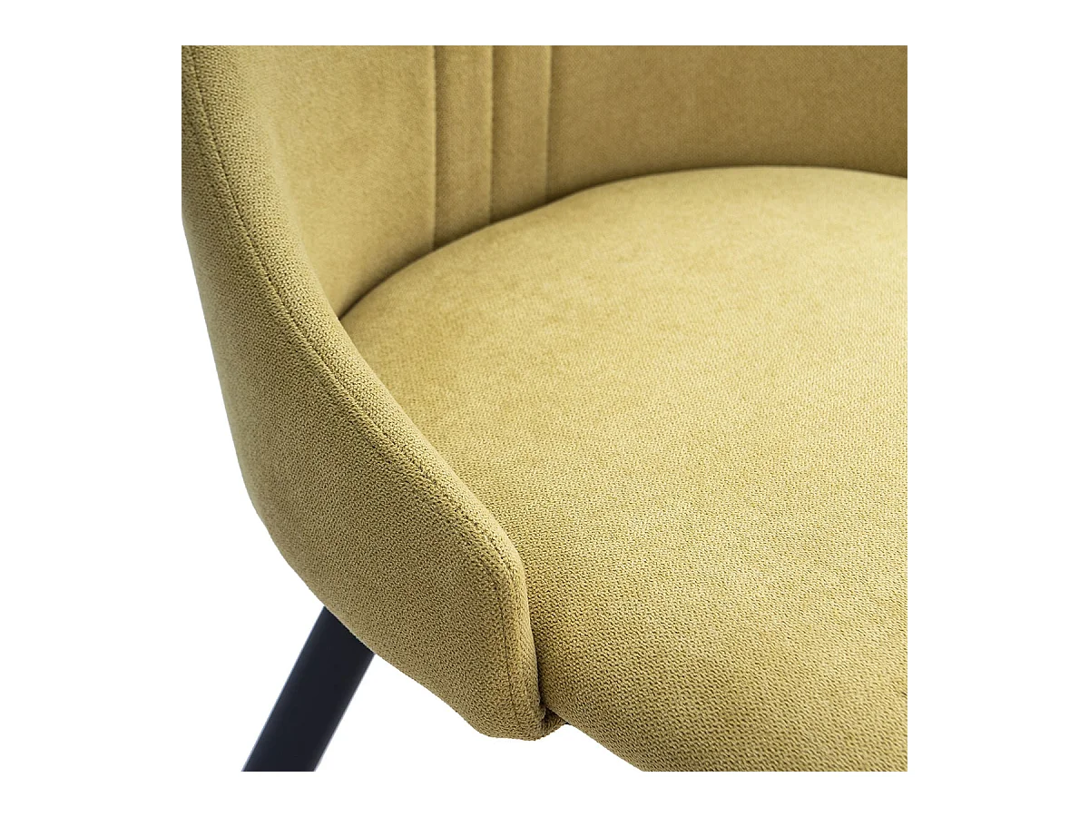 MICAT - Lot de 4 Chaises Tissu Jaune 3 Lignes Surpiquées Pieds Métal Noir