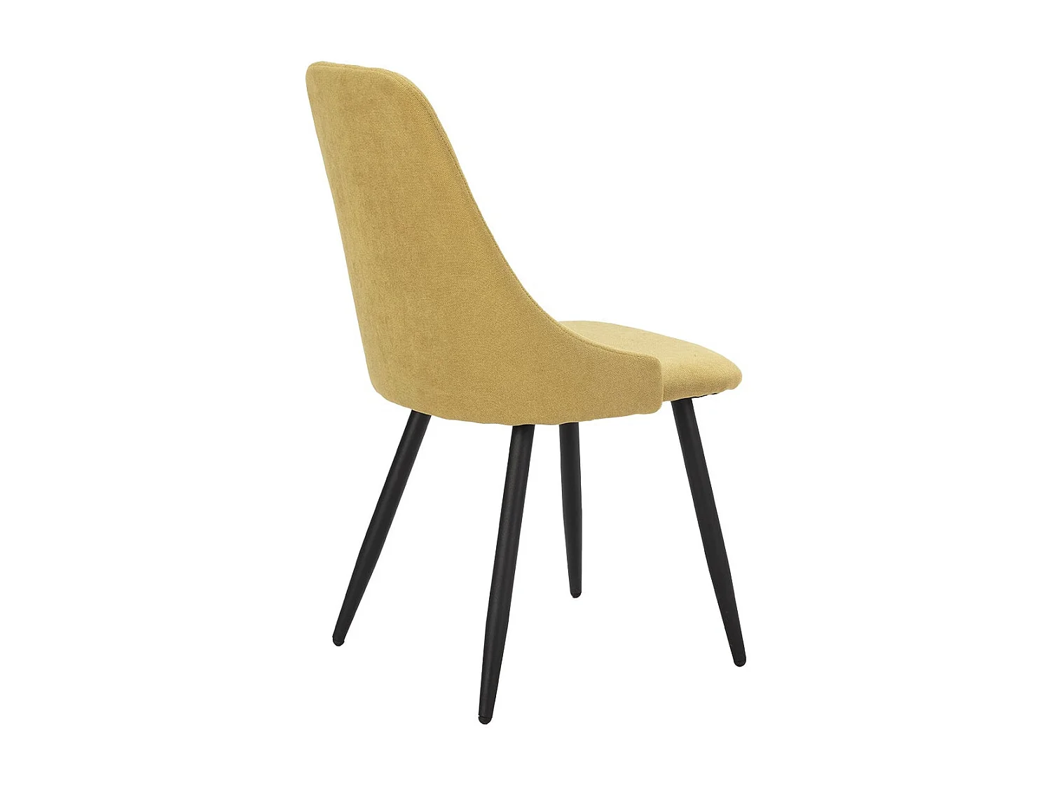 MICAT - Lot de 4 Chaises Tissu Jaune 3 Lignes Surpiquées Pieds Métal Noir