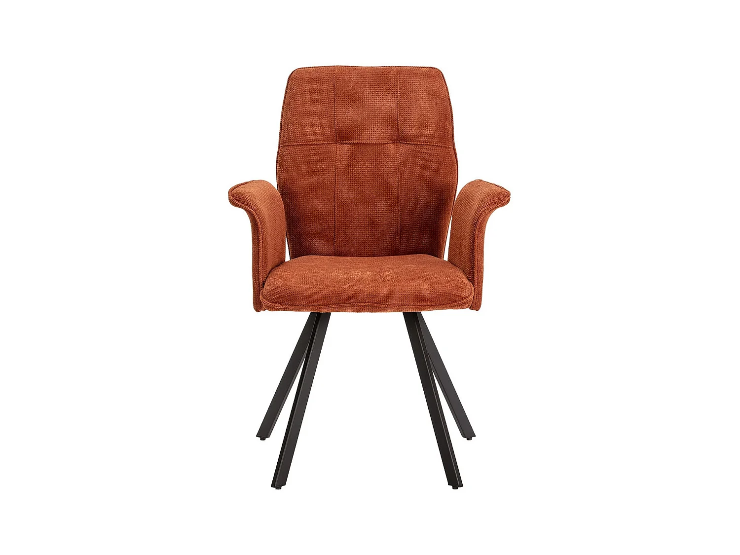 SELMA - Lot de 2 Fauteuils Tissu Marron Effet Tricoté Pieds Métal Noir