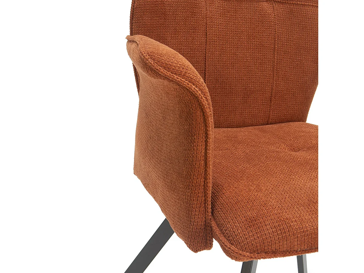 SELMA - Lot de 2 Fauteuils Tissu Marron Effet Tricoté Pieds Métal Noir