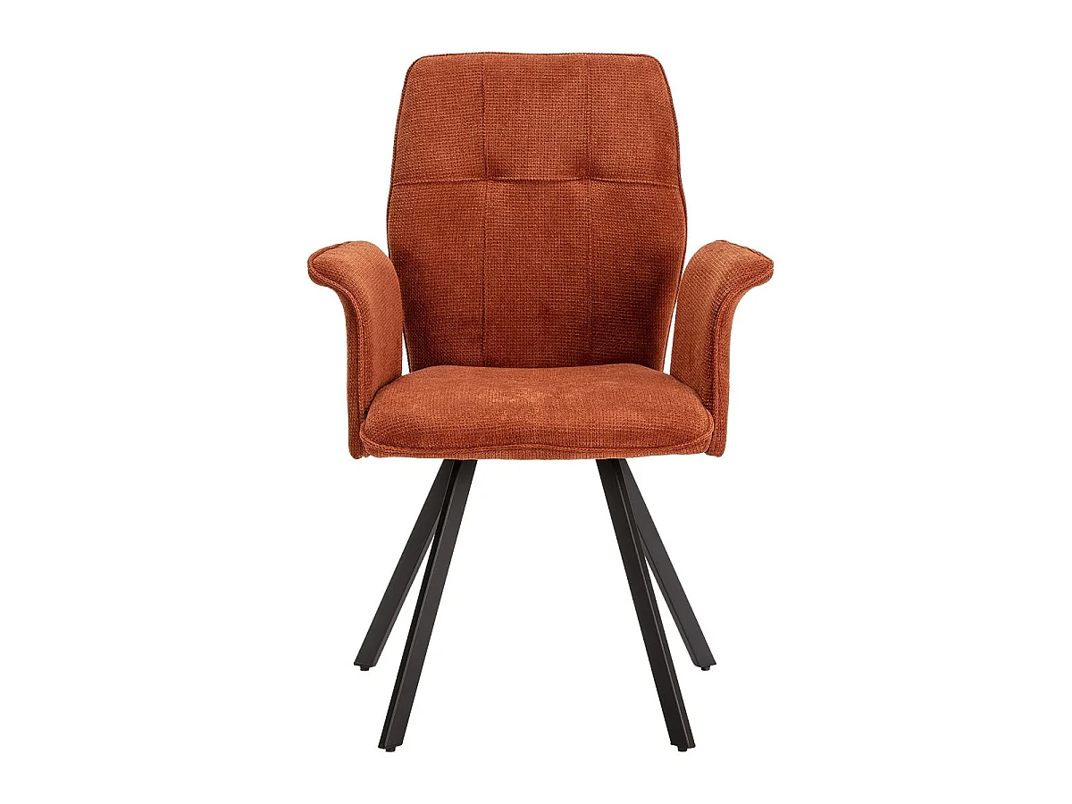 SELMA - Lot de 2 Fauteuils Tissu Marron Effet Tricoté Pieds Métal Noir