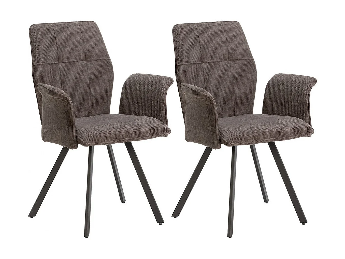 SELMA - Lot de 2 Fauteuils Tissu Gris Anthracite Effet Tricoté Pieds Métal Noir