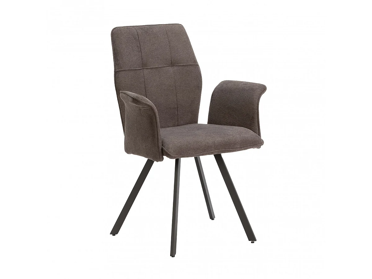 SELMA - Lot de 2 Fauteuils Tissu Gris Anthracite Effet Tricoté Pieds Métal Noir