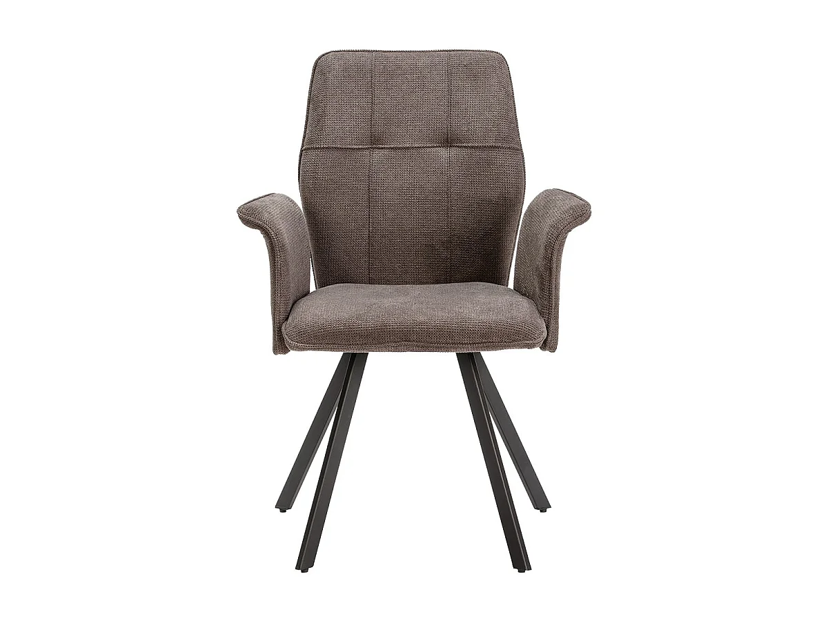 SELMA - Lot de 2 Fauteuils Tissu Gris Anthracite Effet Tricoté Pieds Métal Noir
