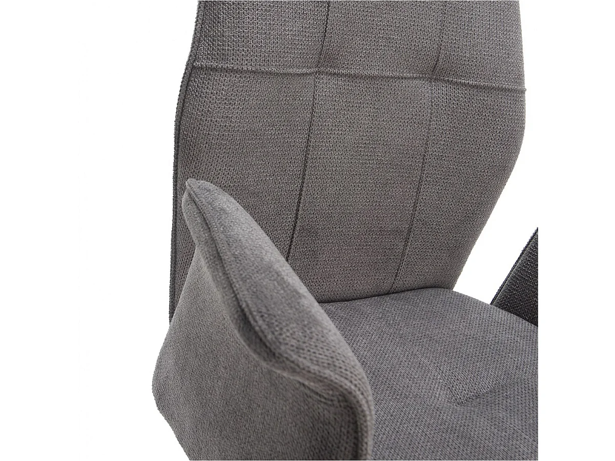 SELMA - Lot de 2 Fauteuils Tissu Gris Anthracite Effet Tricoté Pieds Métal Noir