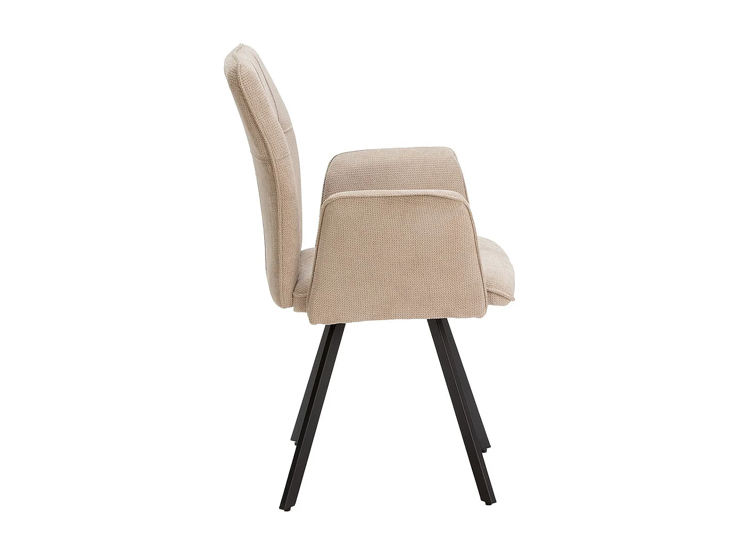 SELMA - Lot de 2 Fauteuils Tissu Beige Effet Tricoté Pieds Métal Noir