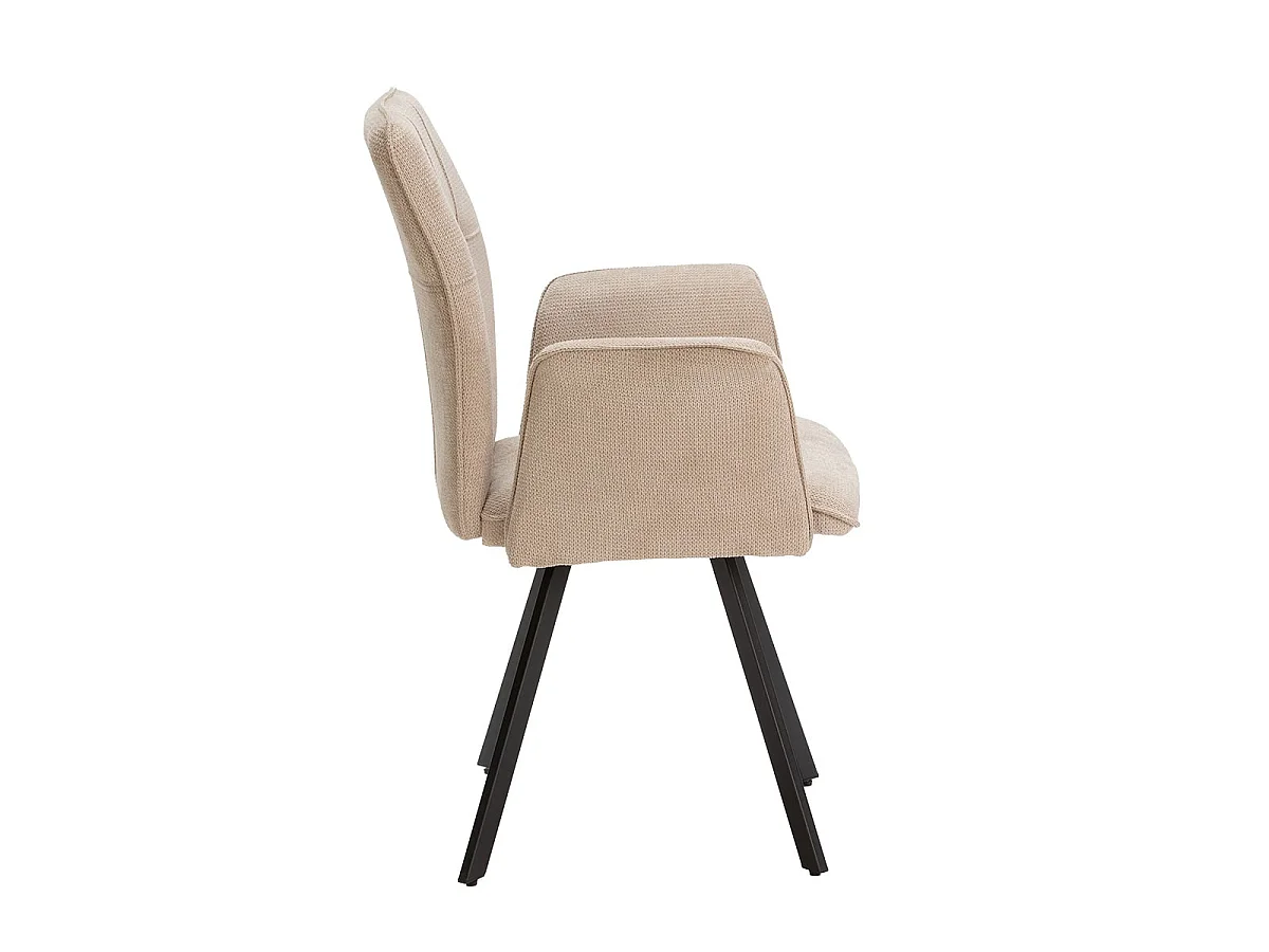 SELMA - Lot de 2 Fauteuils Tissu Beige Effet Tricoté Pieds Métal Noir
