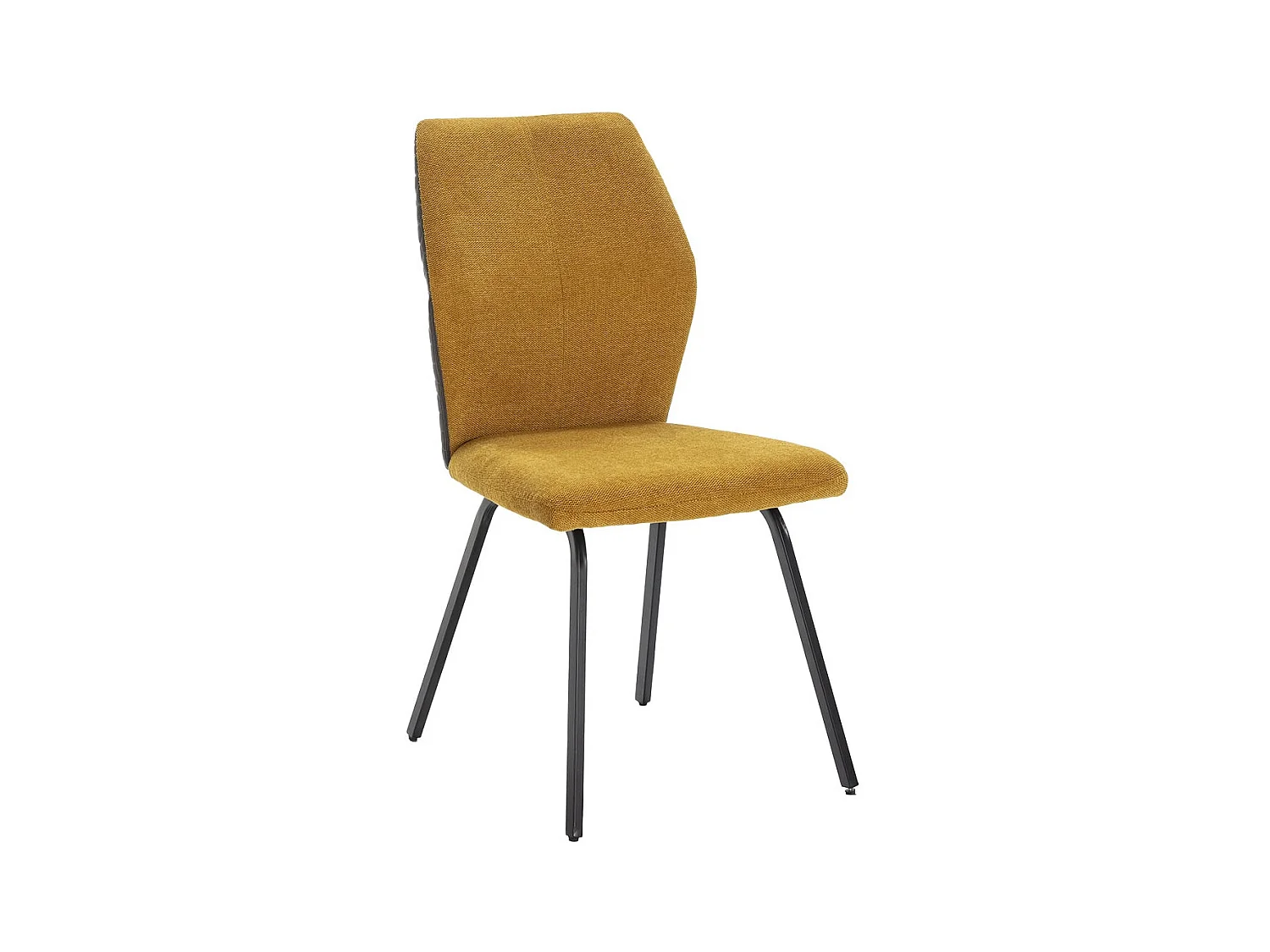 JASDA - Lot de 4 Chaises Bi-Matière Bi-ton Tissu Jaune et Simili Anthracite