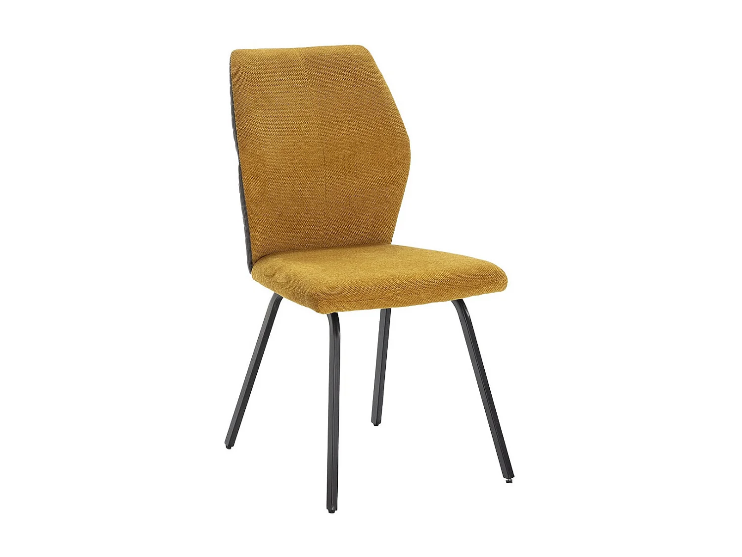 JASDA - Lot de 4 Chaises Bi-Matière Bi-ton Tissu Jaune et Simili Anthracite