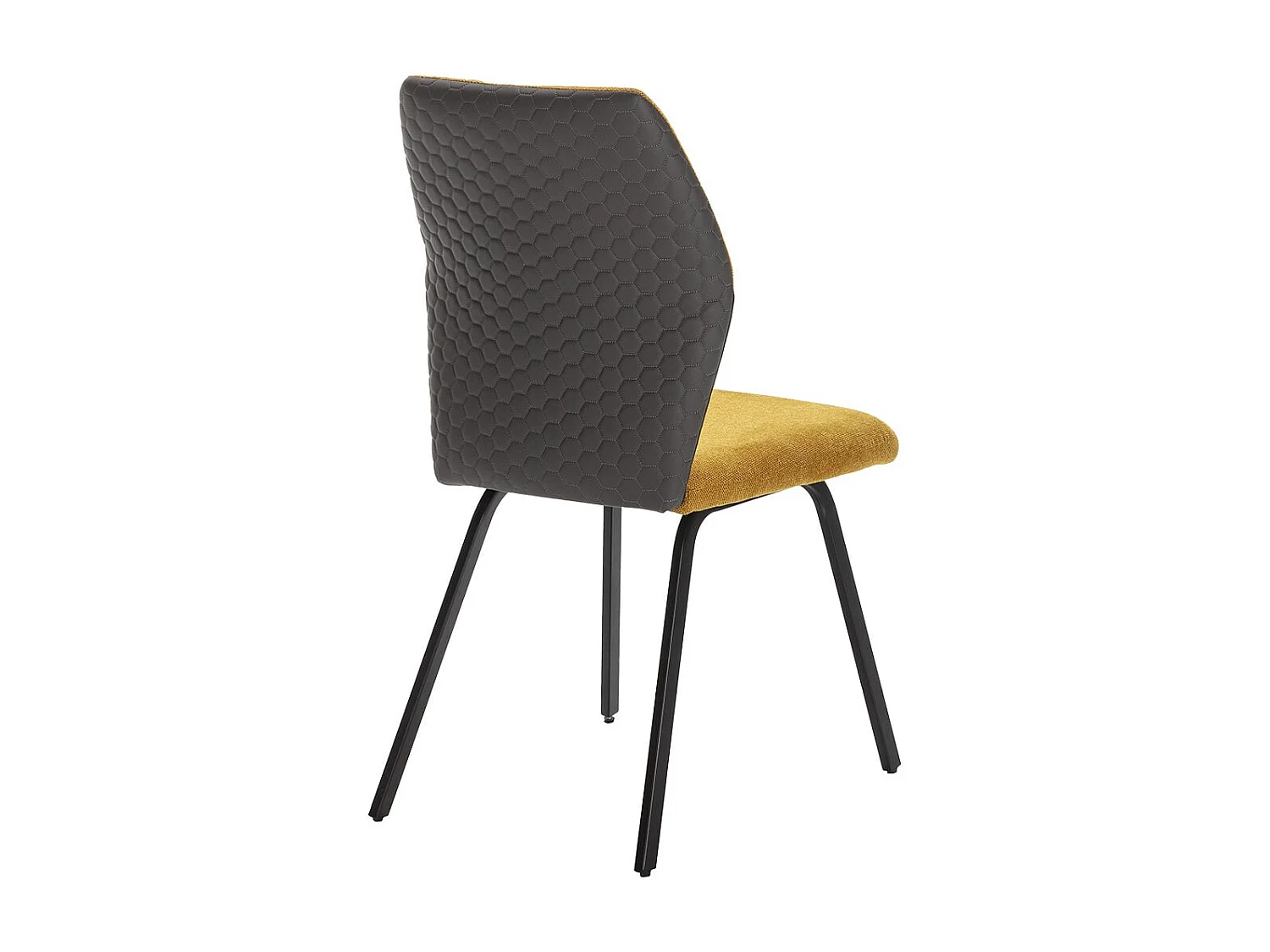 JASDA - Lot de 4 Chaises Bi-Matière Bi-ton Tissu Jaune et Simili Anthracite