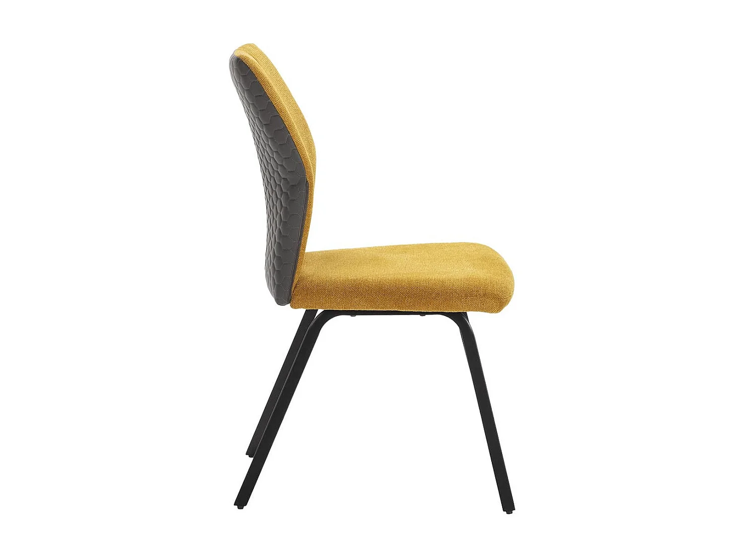 JASDA - Lot de 4 Chaises Bi-Matière Bi-ton Tissu Jaune et Simili Anthracite