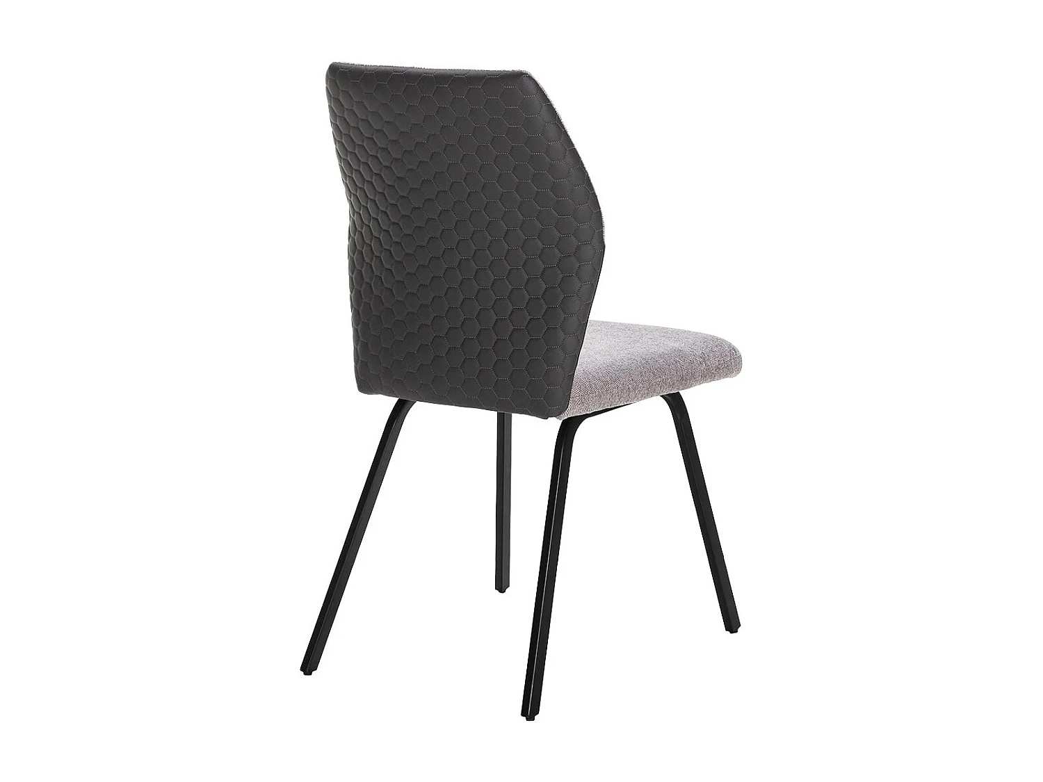 JASDA - Lot de 4 Chaises Bi-Matière Bi-ton Tissu Gris Clair et Simili Anthracite