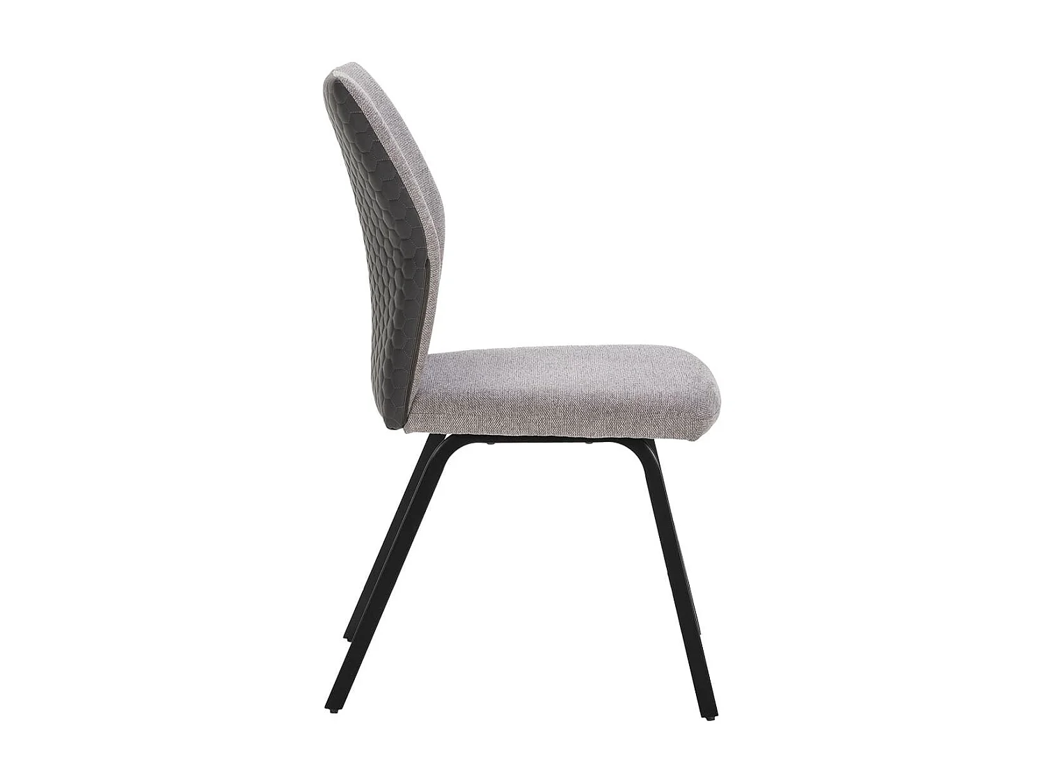 JASDA - Lot de 4 Chaises Bi-Matière Bi-ton Tissu Gris Clair et Simili Anthracite