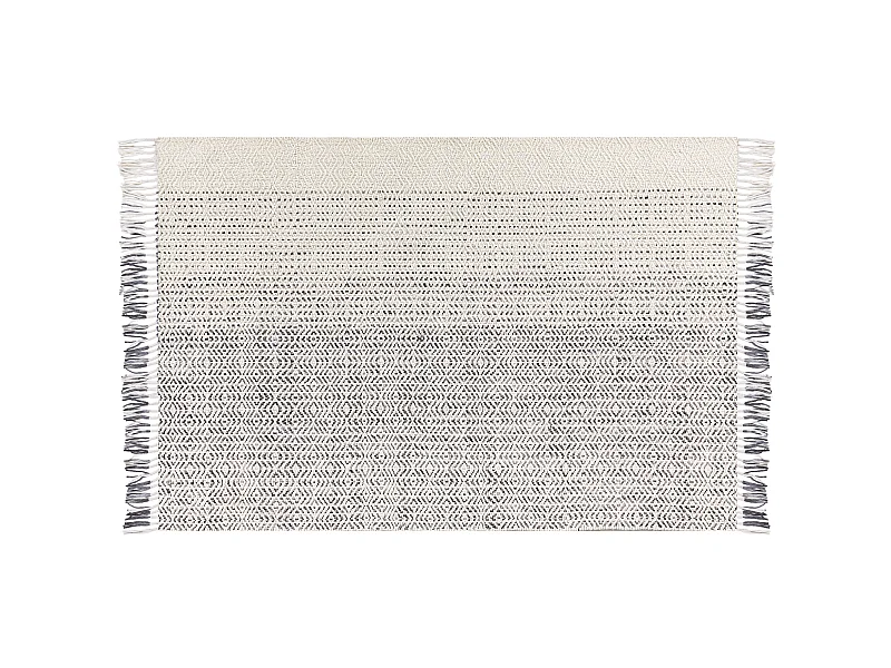 Wohnzimmerteppich aus Wolle dekorative Fransen 160 x 230 cm Weiß und Grau Omerli