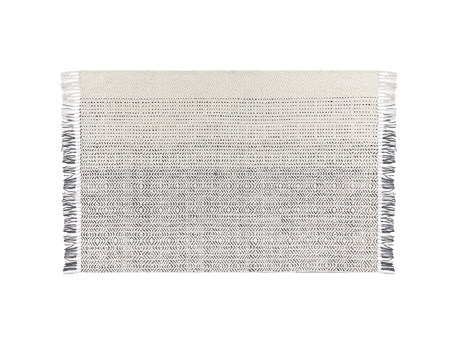 Wohnzimmerteppich aus Wolle dekorative Fransen 160 x 230 cm Weiß und Grau Omerli