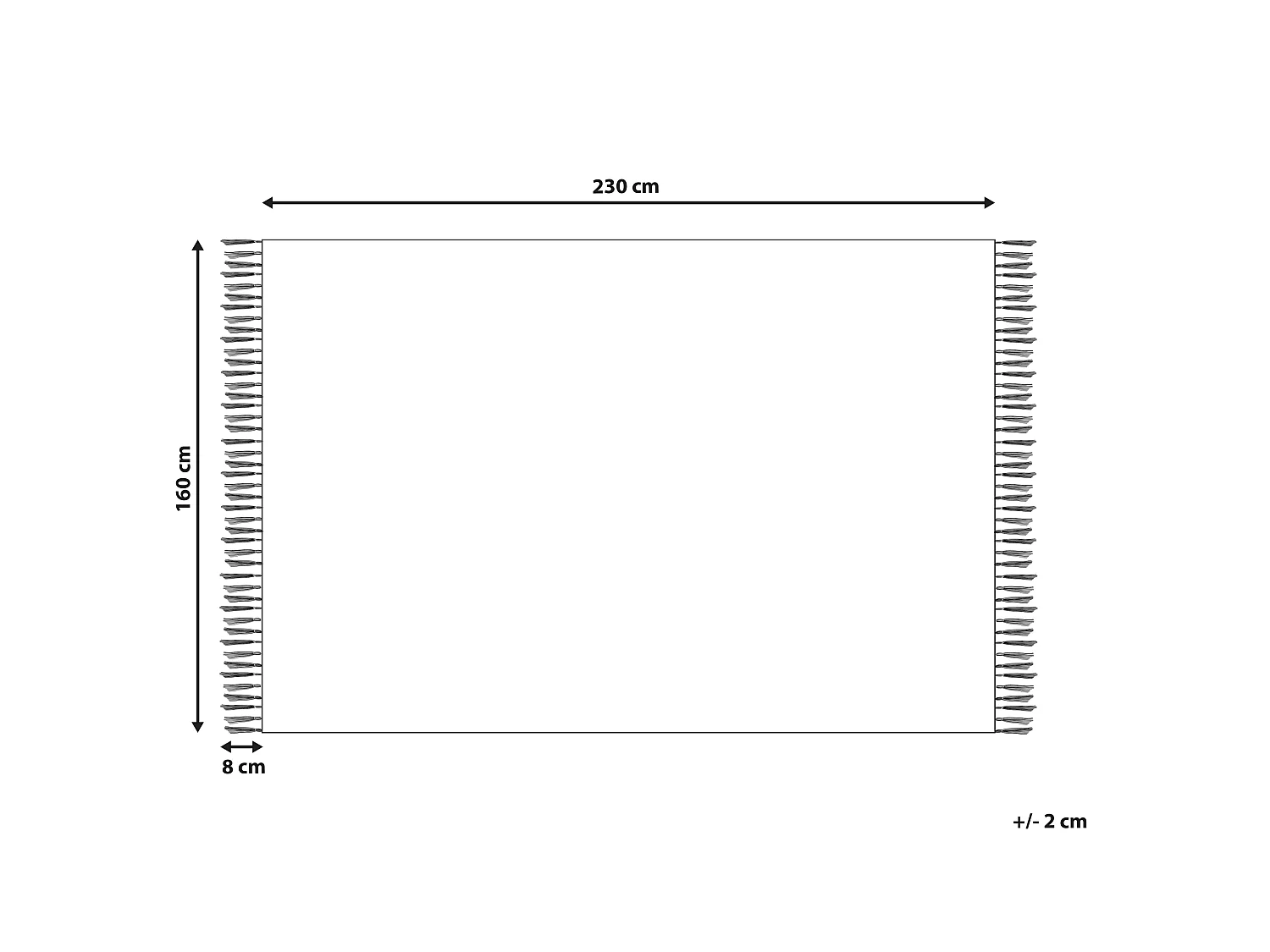 Wohnzimmerteppich aus Wolle dekorative Fransen 160 x 230 cm Weiß und Grau Omerli