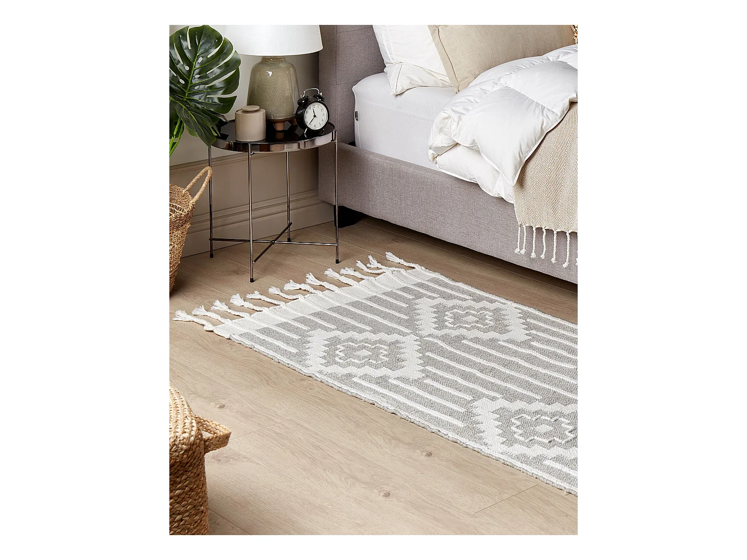 Dywan zewnętrzny 80 x 150 cm szaro-biały TABIAT