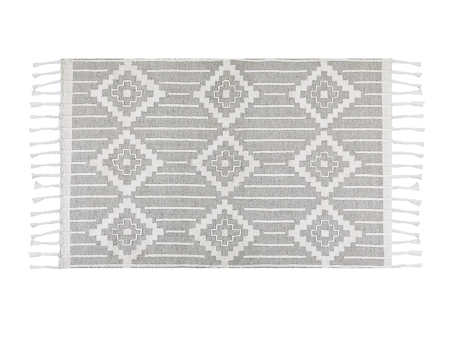 Outdoor Teppich Kunststoff grau / weiß 140 x 200 cm orientalisches Muster Tabiat