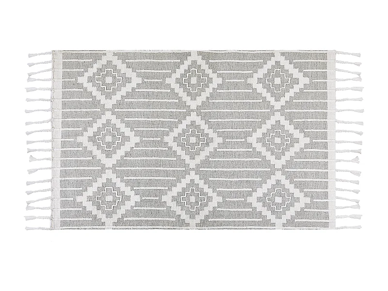 Outdoor Teppich Kunststoff grau / weiß 140 x 200 cm orientalisches Muster Tabiat