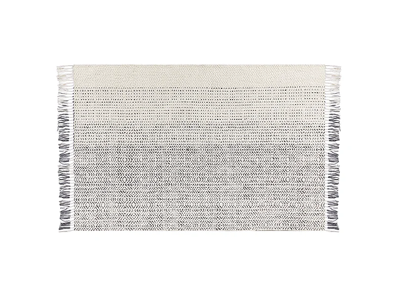 Wohnzimmerteppich aus Wolle dekorative Fransen 140 x 200 cm Weiß und Grau Omerli