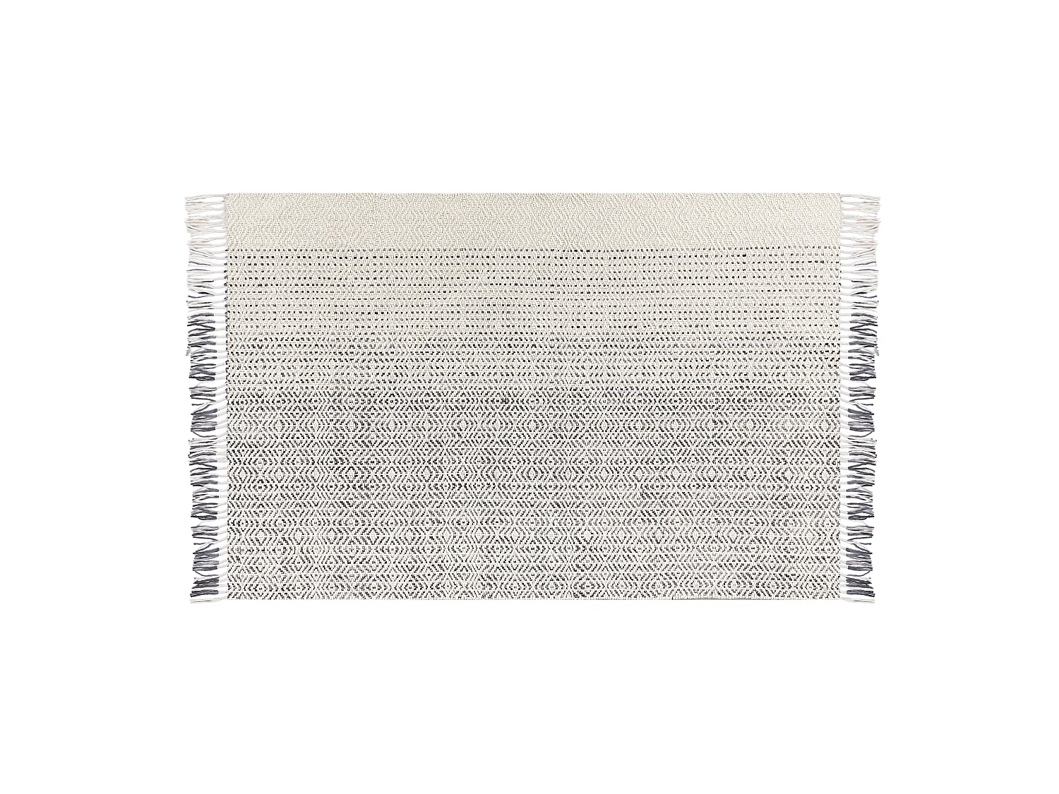 Wohnzimmerteppich aus Wolle dekorative Fransen 140 x 200 cm Weiß und Grau Omerli