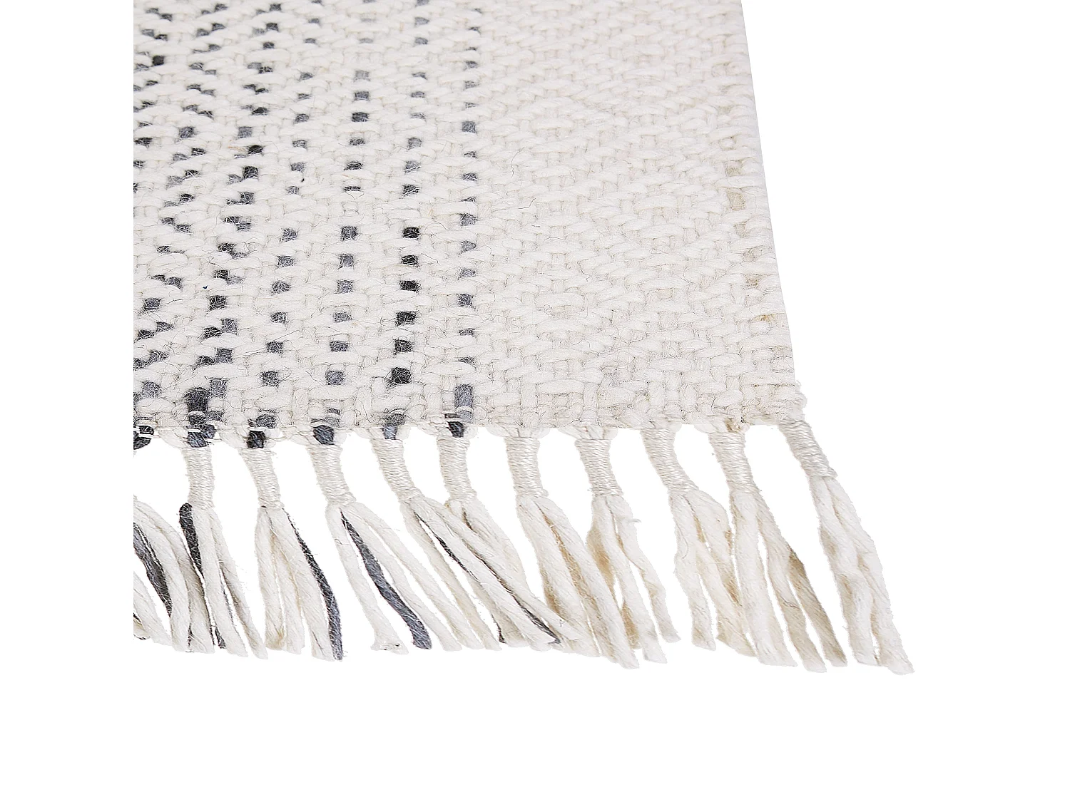 Wohnzimmerteppich aus Wolle dekorative Fransen 140 x 200 cm Weiß und Grau Omerli