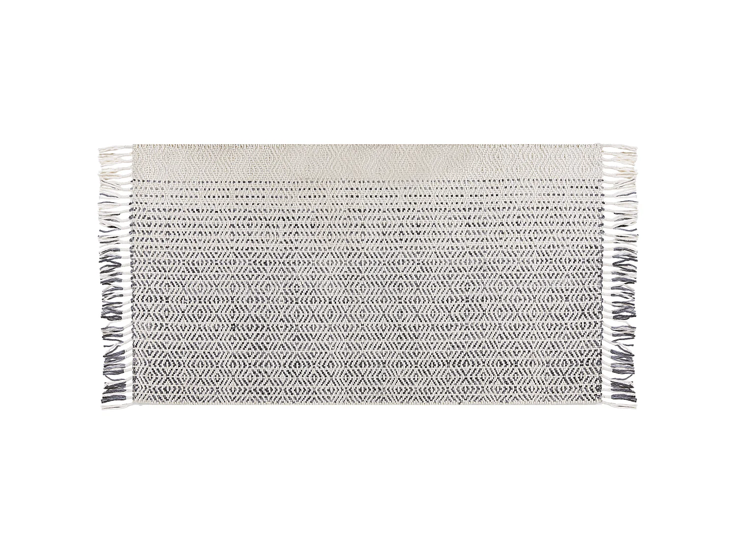 Wohnzimmerteppich aus Wolle dekorative Fransen 80 x 150 cm Weiß und Grau Omerli