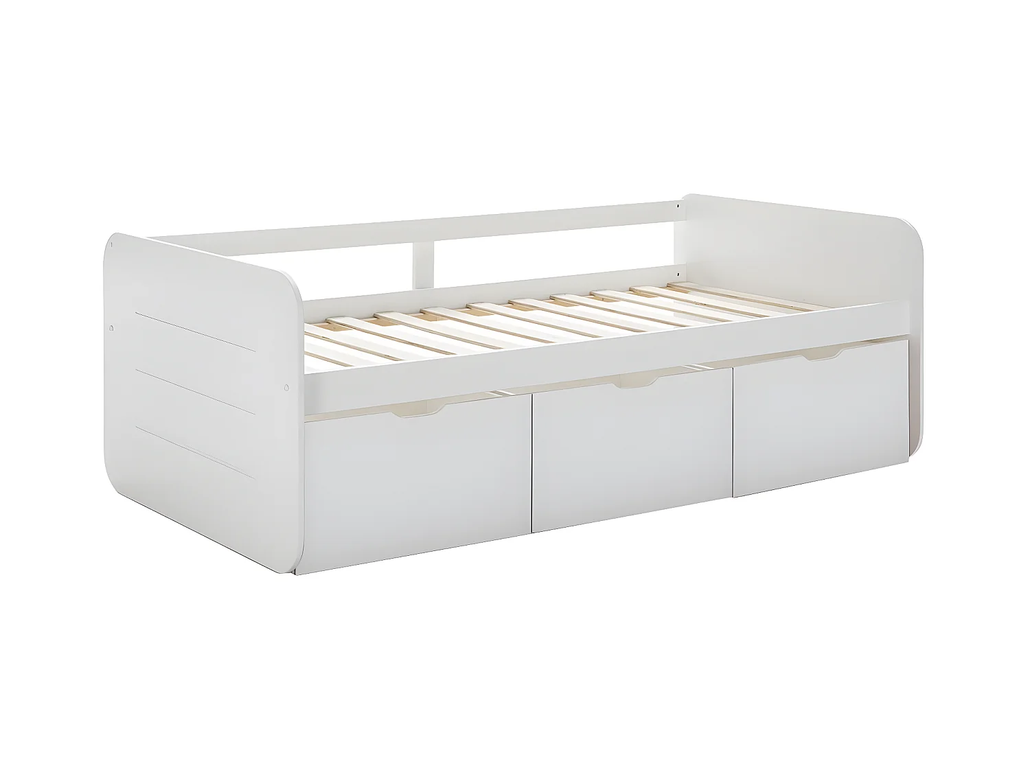 ZELLA - Lit 90x190cm + 3 Tiroirs Coloris Blanc