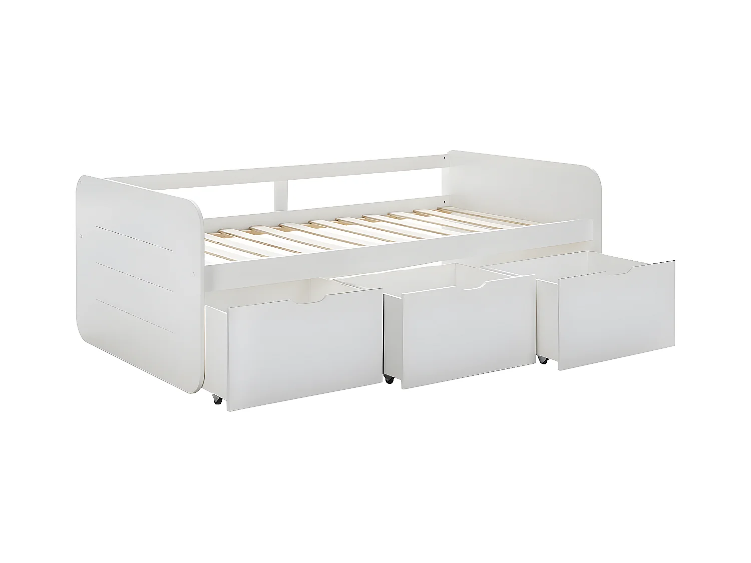 ZELLA - Lit 90x190cm + 3 Tiroirs Coloris Blanc