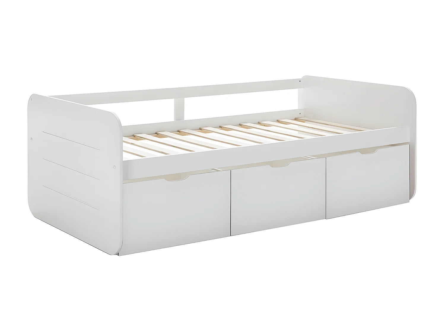 ZELLA - Lit 90x190cm + 3 Tiroirs Coloris Blanc