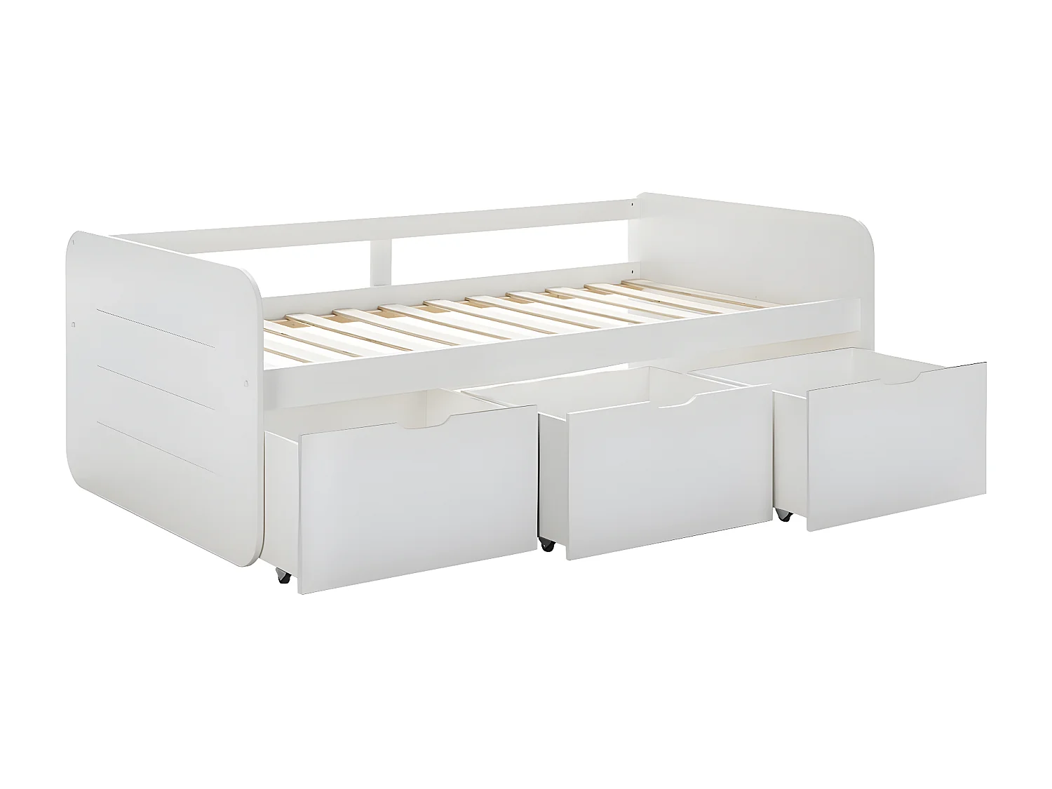 ZELLA - Lit 90x190cm + 3 Tiroirs Coloris Blanc