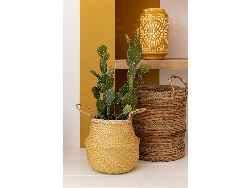 Cactus + maceta verde/cemento Alt. 66 cm