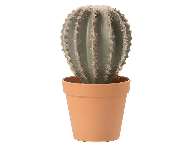 Cactus forma esfera + maceta material sintético verde/terracota Alt. 24 cm