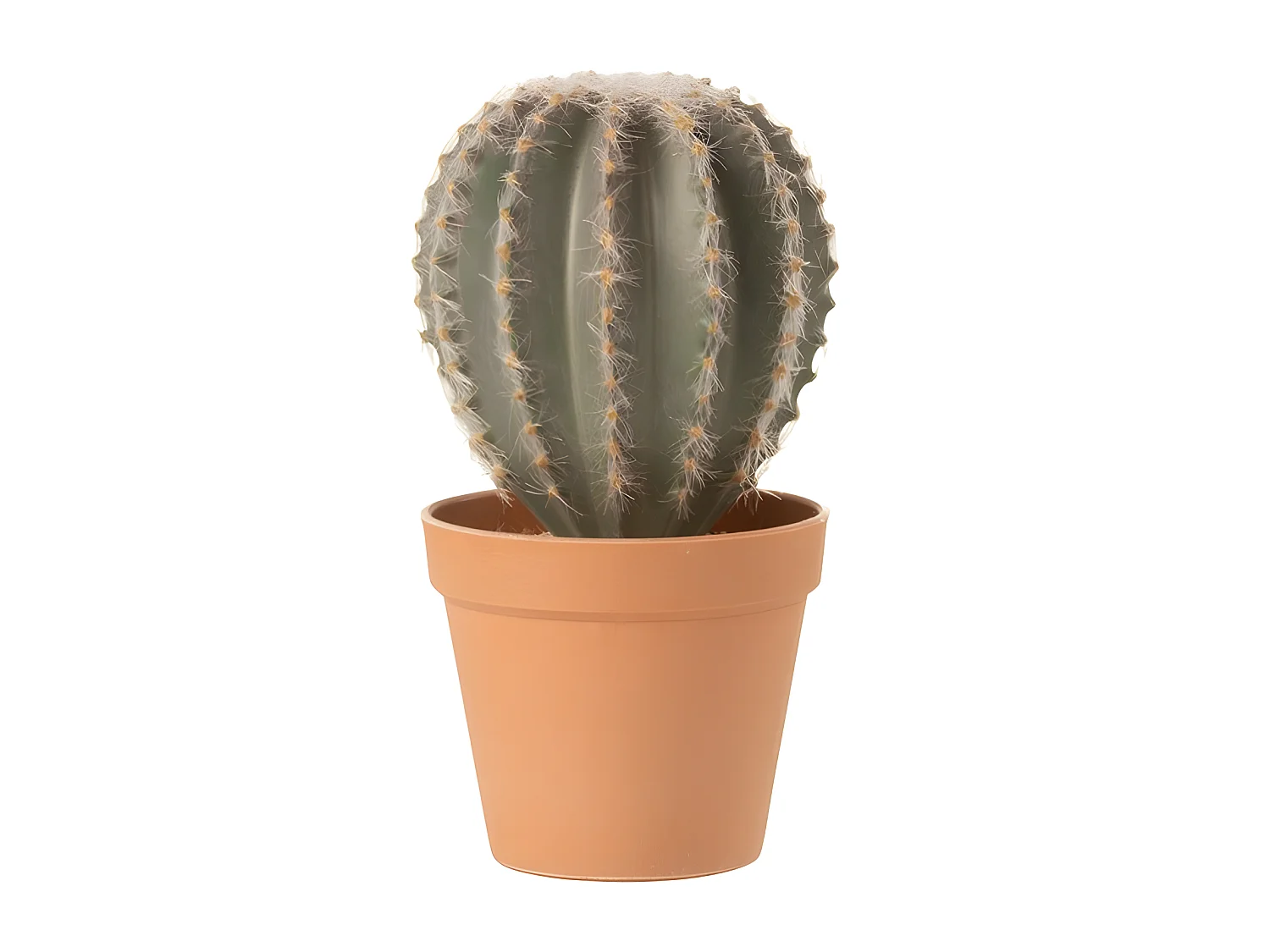 Cactus forma esfera + maceta material sintético verde/terracota Alt. 24 cm