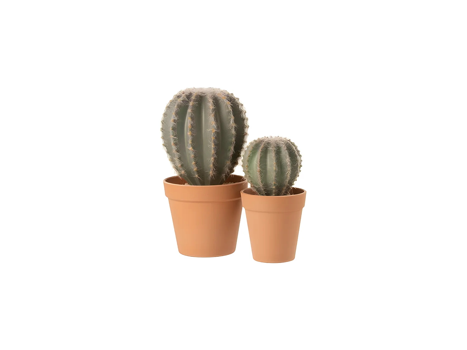 Cactus forma esfera + maceta material sintético verde/terracota Alt. 24 cm